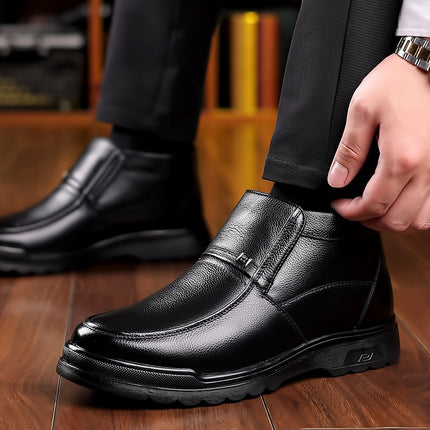 Cotton Shoes Men's Winter fleece-lined Warm Men's Cotton Shoes High-top Leather Wool Snow Boots Middle-aged and Old Dad Elder Shoes