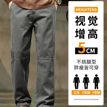 Cotton High-Quality Washed Fabric Floor-Length Pants 2025 New Men's Drapedy American High Street Loose Straight Casual Pants