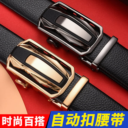 Automatic buckle belt men's business belt covered pig sausage belt versatile trendy belt one-piece delivery factory direct sales