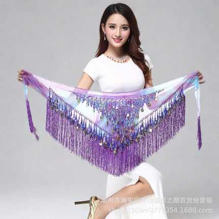 Halloween in stock Indian Dance Dress Flash Tassel Waist Towel Belly Dance Hip Towel Waist Chain Latin Dance Waist Towel Wholesale