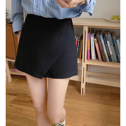 Black High-Waisted Mini Skirt for Women 2024 New Spring/Summer Style with Slit, A-Line, Bodycon Shorts