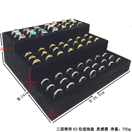Yuanyiro Velvet Jewelry Three-Layer Ring Display Stand Earrings Jewelry Display Storage Silver Jewelry Thin Bracelet Tray