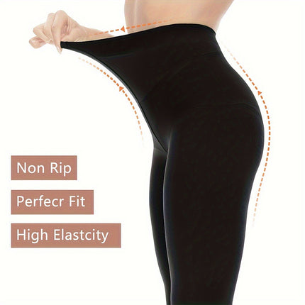 2Pack Opaque Black Tights for Women, 80D Tummy Compression