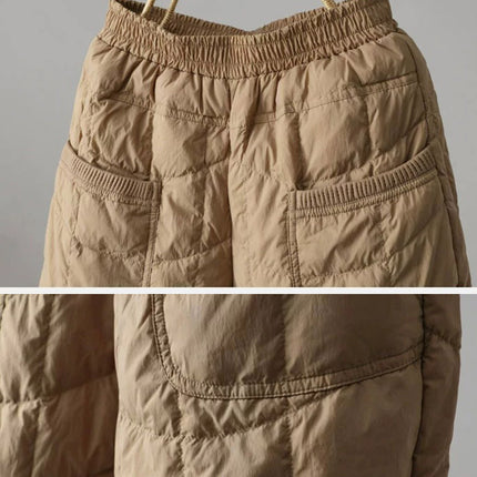 Winter Artistic Elastic Waist Cold-Resistant Thickened Warm Cotton Pants Harem Versatile Fashionable Cold-Proof Casual Boot Pants for Women