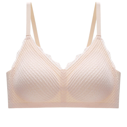 New Wheat Spike Lace Traceless Underwear No Steel Ring Anti-Sliding Sexy Gather Strap Bra Thin