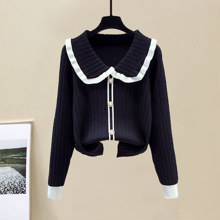 Plus Size Women's Spring and Autum Suit Women's 2025 New Knitted Sweater Slimming Look Versatile Denim Skirt Two-Piece Set