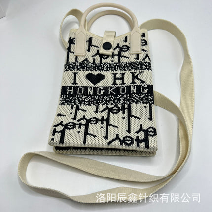 Factory direct 2025 new mobile phone bag convenient storage student bag fashion messenger bag support generation knitted bag
