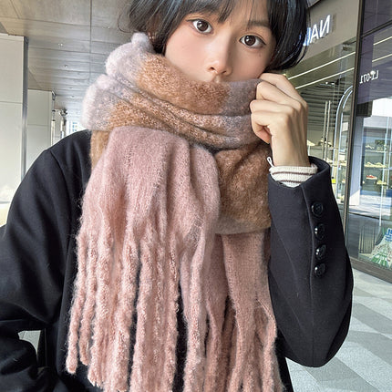 Unlimited Secret ~ dark blue light blue * striped thickened warm all-match scarf green autumn and winter couple plaid scarf