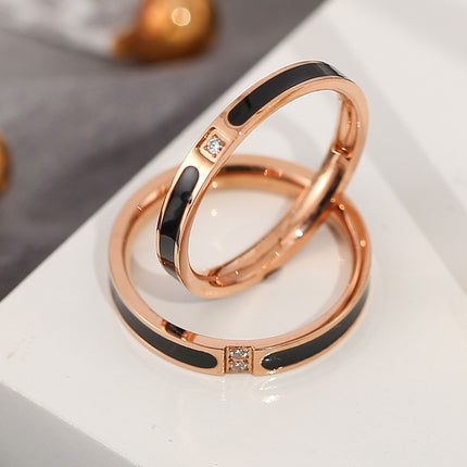 Europe and the United States cross-border wish hot black drop glue encrusted titanium steel ring lovers ring rose gold net red ring