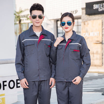 Long-Sleeved Labor Protection Clothing, Spring and Autumn Wear-Resistant Labor Protection Clothing, Factory Machine Repair Clothing, Reflective Strips, Men's Work Clothes, Factory Labor Protection Clothing