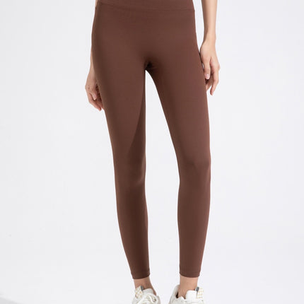 No embarrassment line double-sided brushed nude yoga pants Women's European and American high waist hip lifting Peach Hip sports fitness pants