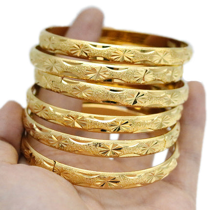 Wholesale cross-border Xiyin TEMU men's and women's 8mm Vietnam sand gold buckle open car flower bracelet vacuum plating color retention