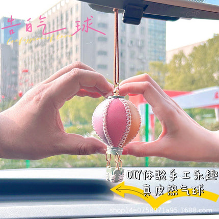 Handmade Leather Diy Material Bag Leather Hot Air Balloon Pendant Keychain Leather Pendant Homemade Bag Hanging Leather