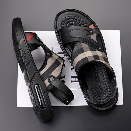 Sandals Men's 2023 New Summer Height-increasing Air Cushion Sports Non-slip Soft Bottom Outdoor Dual-use Beach Sandals and Slippers for Men