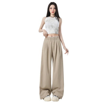 High-grade Tencel Casual Pants Women's Spring and Summer Thin Mori Lace Pants with Loosening Waist and Straight Straight Pants