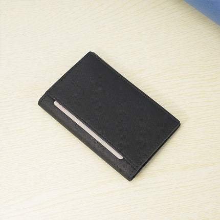 Customized Genuine Leather Card Holder for Men, Business Cowhide Cross-Grain Rfid Anti-Magnetic Card Holder, Ultra-Thin Bank Credit Card Holder Lo