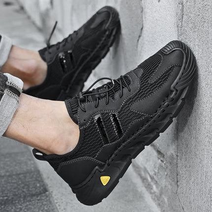 Mesh Shoes for Men 2025 New Summer Breathable Mesh Hollow Casual Shoes One-Leg Non-Slip Sports Large Size Men's Shoes