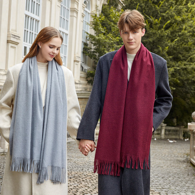 Wool Scarf Women's Winter High-End Couple Scarf Solid Color Easiest for Match 2025 New Korean Cashmere Scarf Wholesale