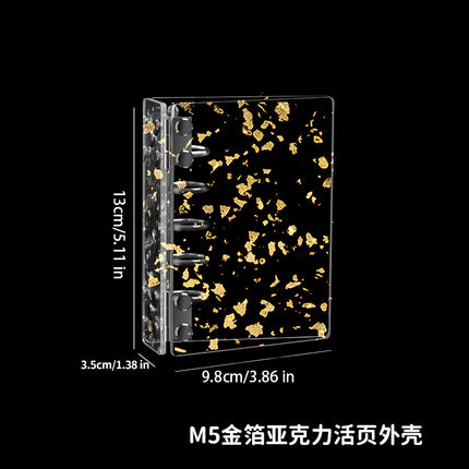 Cross-Border Spot Transparent Acrylic Loose-Leaf Book with Removable Shell Fantasy Gold Foil A7M5 Handbook Folder