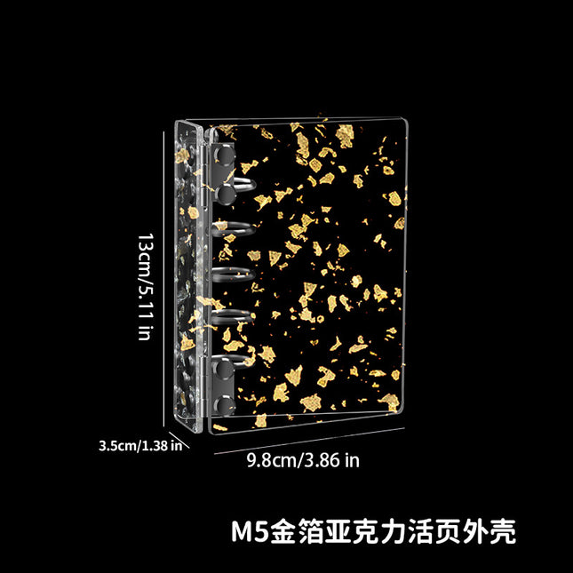 Cross-Border Spot Transparent Acrylic Loose-Leaf Book with Removable Shell Fantasy Gold Foil A7M5 Handbook Folder