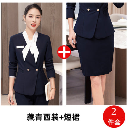 Blue Professional Suit suit Female Hotel Manager Front Desk Gold Shop Jewelry Shop Beauty Salon China Southern Airlines Stewardess Uniform Spring