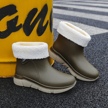 Fashionable Waterproof Rain Boots for Women, Fashionable Mid-Calf Water Boots, Lightweight Outer Overshoes, Non-Slip, Versatile and Wear-Resistant for All Seasons