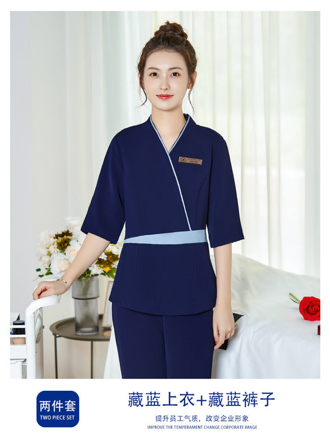 High-end Beauty Salon Beautician Work Clothes suit Women's Autumn and Winter Thickened Foot Therapy Ear Head Therapy Shop Massage Technician Clothes