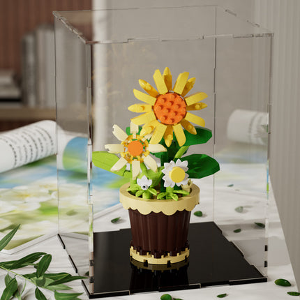 Compatible with Lego Forever Flower Sunflower Rose Fleshy Potted Plants Assembled Building Blocks Toy Valentine's Day Gift for Girls