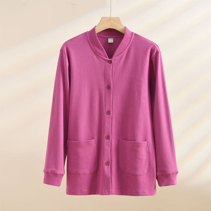 Pure Cotton Cardigan Autumn Clothing Set, Open-Front Loungewear, Knitted Plus-Size Cotton Sweater, Waist-Protecting, Warm and Cold-Resistant