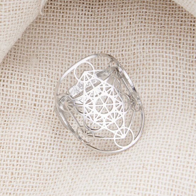 Amazon Cross-Border Personalized Trendy Hollow Six-Pointed Star Oval Stainless Steel Ring Opening Adjustable Ring