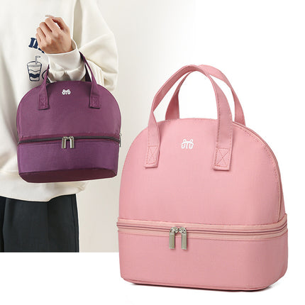 Double Lunch Box Handbag Japanese Picnic Bag Split Cosmetic Bag Aluminum Foil Insulation Bag Lunch Bag