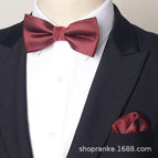 J323 [bud bow tie + pocket square] red diamond pattern