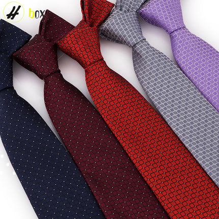 Source Tie Men's Polyester Yarn-dyed Jacquard Fabric Fine Plaid Business Casual Wine Red Wedding Tie