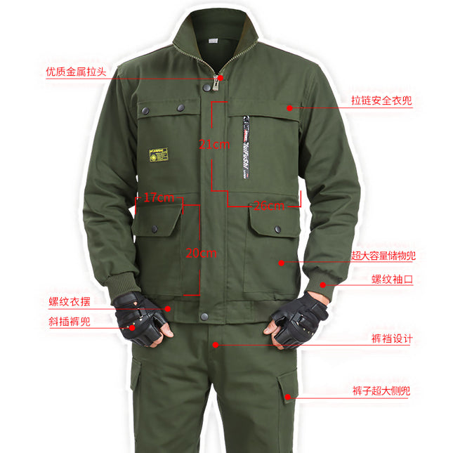 Wear-resistant work clothes suit men's work protection clothing autumn and winter thickened welding anti-scalding construction site tooling work uniform