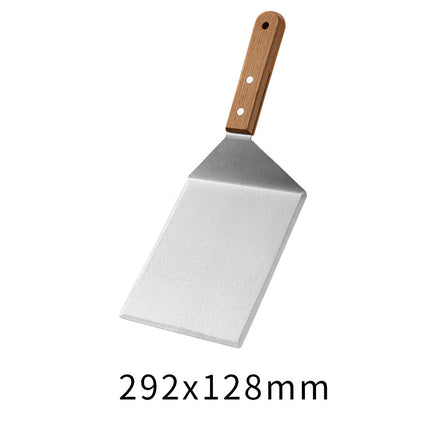 Wooden Handle Stainless Steel Spatula Korean Teppanyaki Cooking Spatula Steak Spatula Pancake Pizza Spatula Tool Set