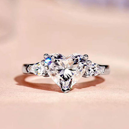 Heart-Shaped Zircon Ring for Women, Elegant Princess Queen Ring Jewelry, Popular and Versatile for Stalls