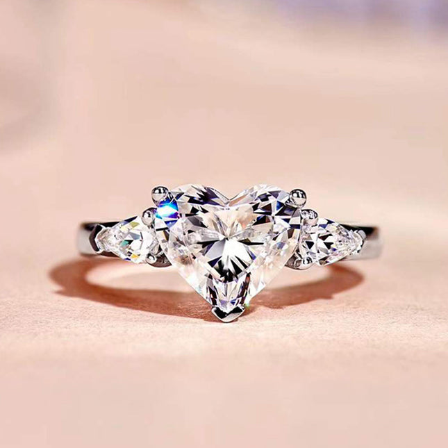 Heart-Shaped Zircon Ring for Women, Elegant Princess Queen Ring Jewelry, Popular and Versatile for Stalls