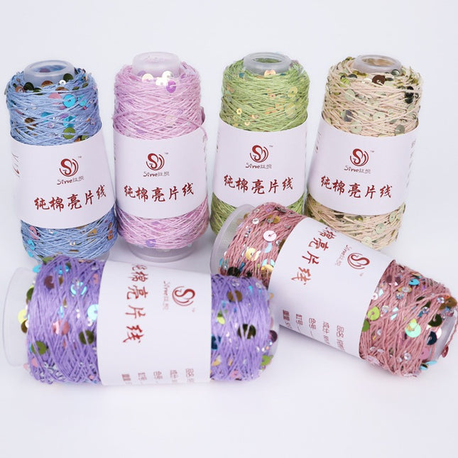 Siyue pure cotton sequined yarn size beads 3+6 hand-woven yarn tube yarn factory wholesale wool ball cross-border