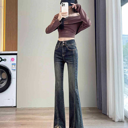 American Retro High Street Jeans for Women 2025 Summer New Loose Drape Straight Wide-Leg Floor-Length Pants