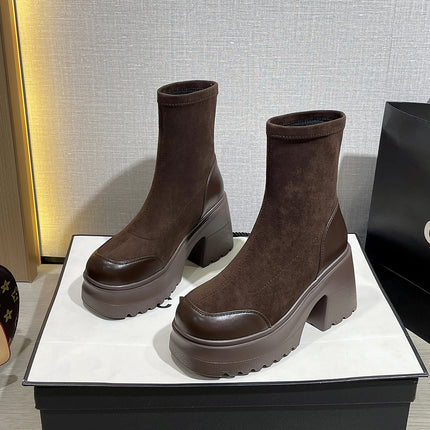 10cm High Elastic Boots for Women, 2026 Autumn New Thick-Soled Sock Boots, Long Boots, Versatile, Height-Enhancing, Slimming Boots