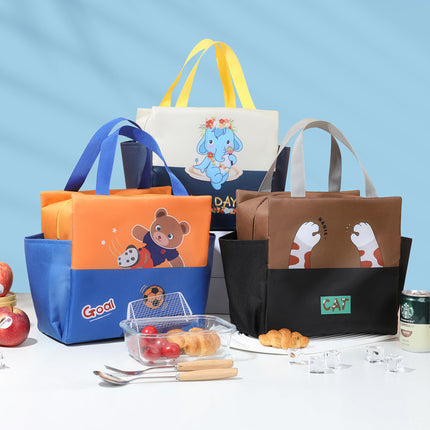 New Cartoon Double Lunch Bag Large Capacity Student Lunch Bag Outgoing Portable Lunch Box Insulation Bag