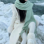 [lake green]#Solid color thickened scarf / 175cm or more