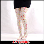 A-7 big and small color hearts / Printed pantyhose free size