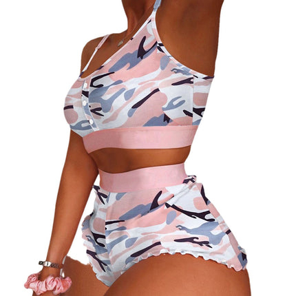 European and American Foreign Trade Cross-Border Sales Strawberry Print Camisole Two-Piece Loungewear Sweet Pajamas Stylish Sweet Style