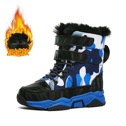 Girls' Snow Boots with Plush Lining, Thickened Cotton Shoes, High-Top Waterproof Large Cotton Shoes, Winter Children's Shoes for Cold Protection and Warmth, Factory Direct Sale