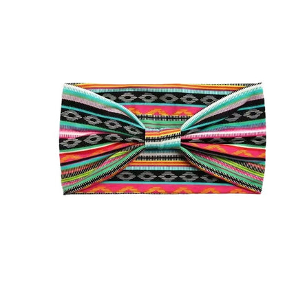 Bohemian Hairband with Wide Edge, Knotted Print, Ethnic Style, Sweat-Absorbent and Anti-Sweat, Retro Style, Versatile