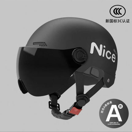 New National Standard 3C Certified Electric Vehicle Helmet for Men, Summer, Women's Battery Motorcycle Half Helmet, Lightweight Anti-Collision Helmet