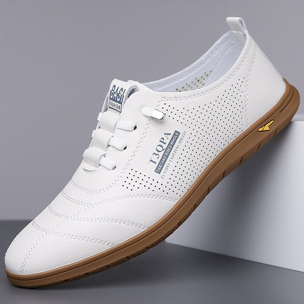 Men's Sandals Summer Breathable Men's Soft-Soled Casual Leather Shoes Men's Hollow Driving Dad's Clogs Small White Shoes