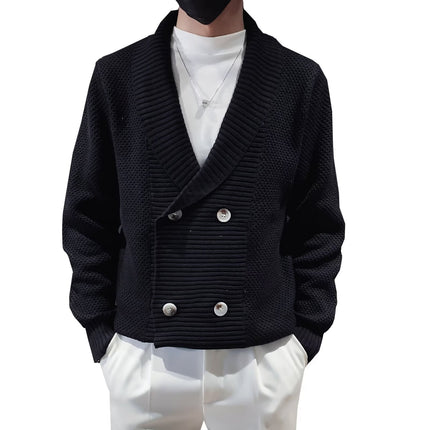 Sweater Men's 2025 Spring & Fall New Business Casual Slim Knitted Cardigan Green Fruit Collar Design Trendyy Youth Jacket