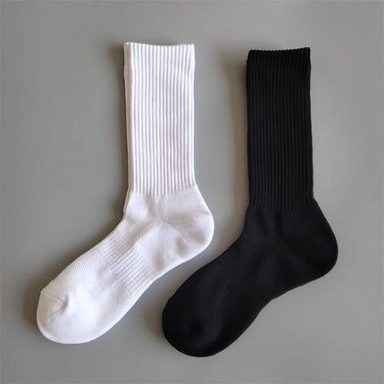 Zhuji Socks Youjia Pure Cotton Towel Bottom White Men's Socks Mid-High Sports Cycling Commuting Badminton Basketball Socks